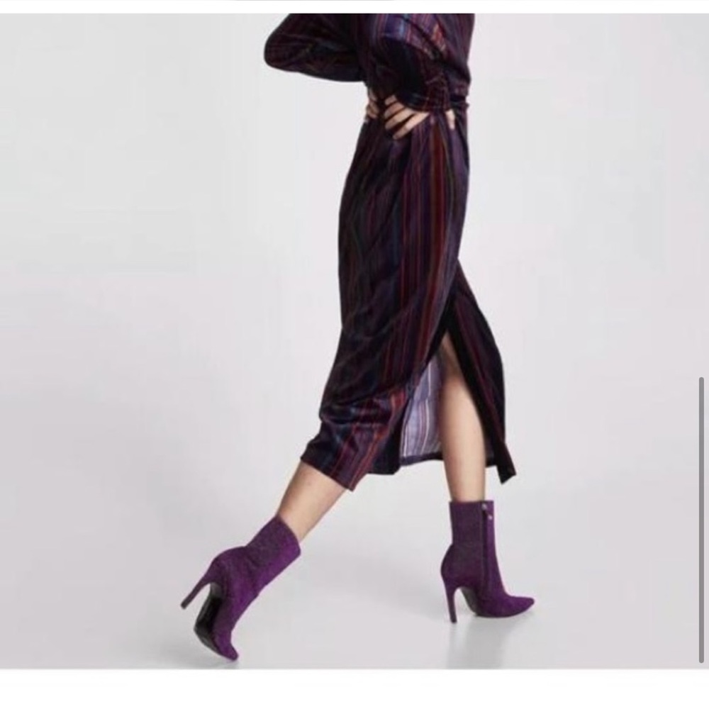 Zara purple glitter ankle boots